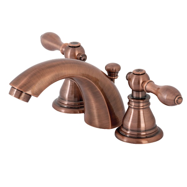 Classic Mini-Widespread Bathroom Faucet W/ Plastic Pop-Up, Copper